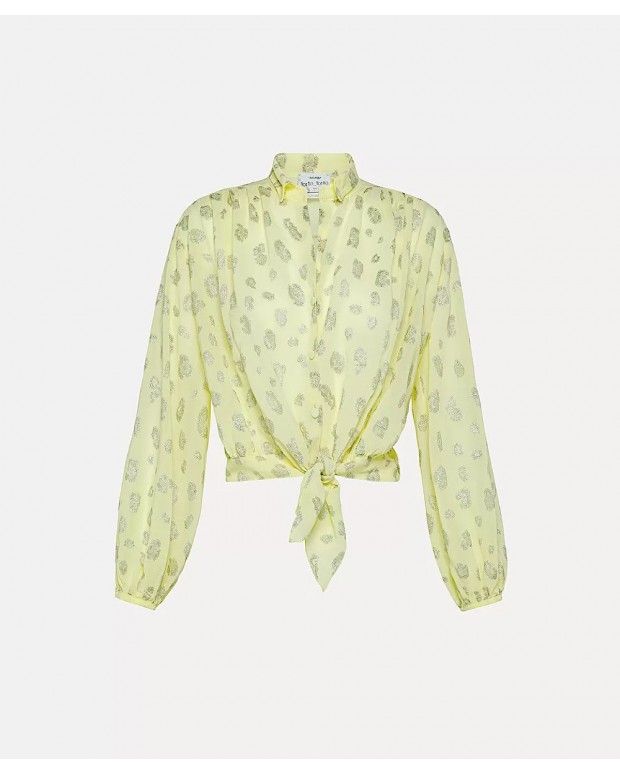 "A SKY OF STARS" GEORGETTE FIL COUP' KNOTTED SHIRT BLOND
