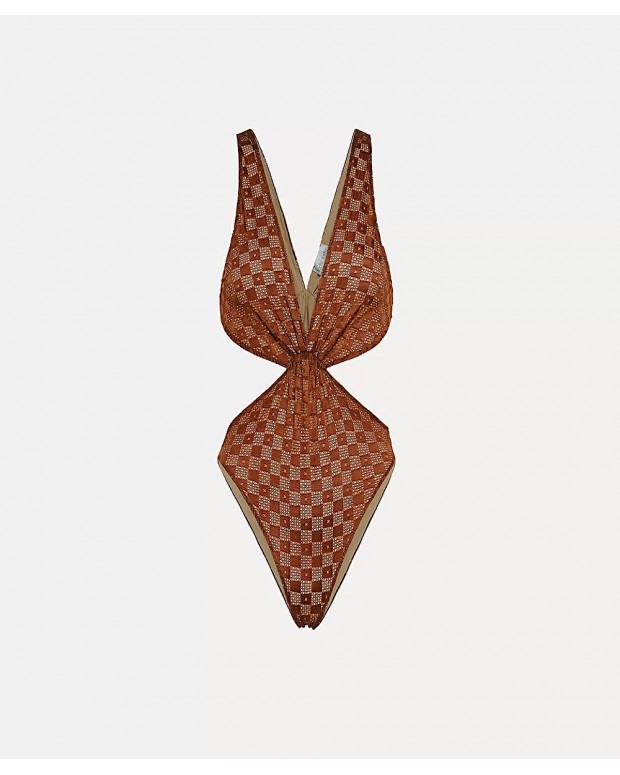 DAMIER LACE CUT-OUT BODY CHOCOLATE
