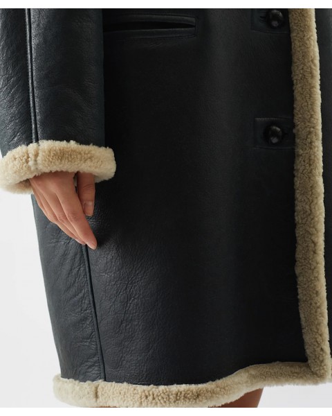 Women's Astana Sheepskin Coat In Faded Black