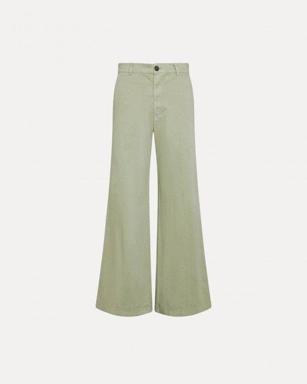 ESSENTIAL PEACHED COTTON TWILL WIDE LEG PANTS TAUPE