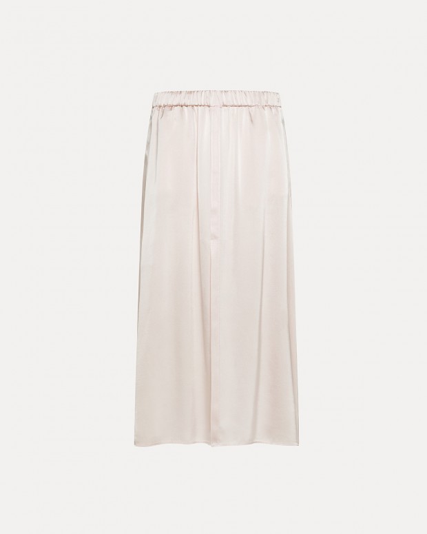 ESSENTIAL SILK SATIN ELASTICATED SKIRT OYSTER