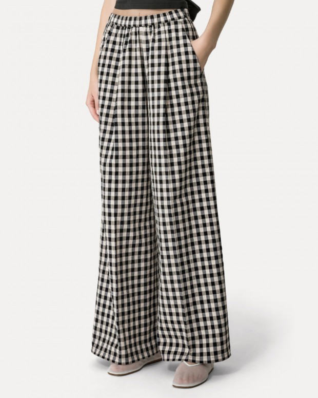 PANTALONES COTTON GINGHAM WIDE LEG FORTE_FORTE